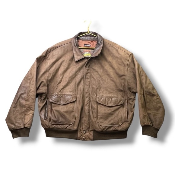 Wilsons Leather Other - Vintage Wilsons Adventure Bound Distressed‎ Brown Leather Bomber Jacket Men's S